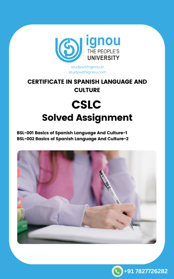 Certificate in Spanish language (CSLC) Solved Assignment